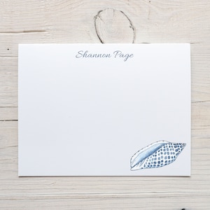 Junonia Muschel personalisierte Grußkarten, Muschel Briefpapier, Strand Grußkarten mit Umschlägen, flaches Kartenset, Zahl wählen, blau & weißes Geschenk