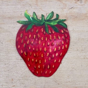 Strawberry sticker, water resistant, vinyl decal, laptop, scrapbook, tumbler sticker