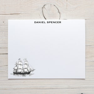Tarjetas de billetes de barco, papelería personalizada de veleros, para hombres, náutica, tarjetas planas con sobres, barco alto, barco histórico, océano