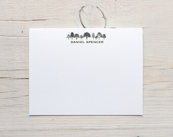 Papelería de árboles, tarjetas personalizadas con sobres, bosque, maderas duras, tarjetas de notas de la naturaleza, papelería personalizada para hombres, para mujeres, excursionistas