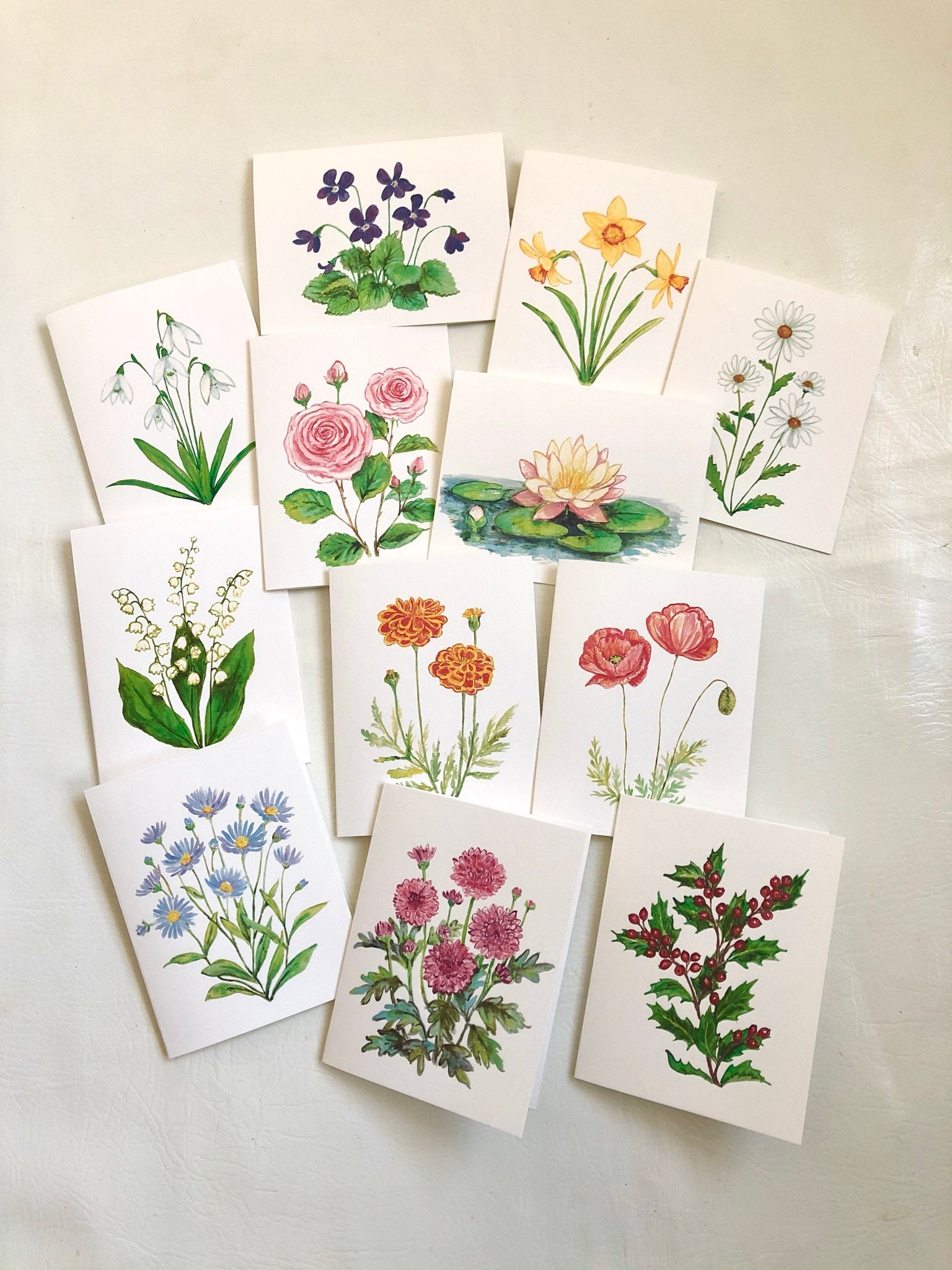 Birth Flower Notecards Set of 12 Celebratory Month Flower - Etsy UK