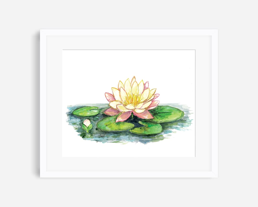Water Lily Print, Birth Flower Print, July Birth Month, Lotus Wall Art ...
