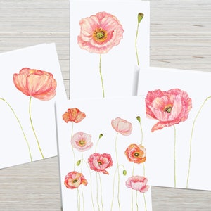 Cartes de correspondance coquelicot, cartes pliées, papeterie coquelicot, cartes de correspondance fleurs sauvages, coquelicots roses, avec enveloppes, cadeau coquelicot, fleur