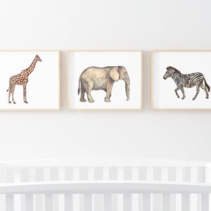 Safari nursery prints, set of 3, safari nursery decor, giraffe, elephant, zebra print, nursery wall art, Safari nursery, safari wall decor