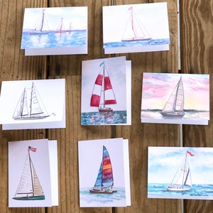 Segelboot Briefpapier, nautisch, See, Meer, Segeln, Geschenk, Küsten, Geschenk, Klappkarten mit Umschlägen, Segelboot Briefpapier