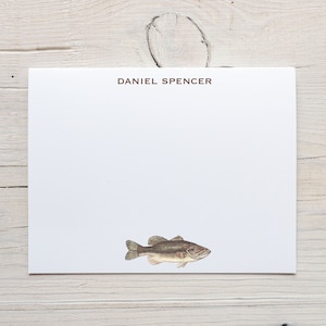 Cartes d'achigan, papeterie personnalisée pour homme, pêche à l'achigan, cadeau de pêcheur, achigan à grande bouche, cadeau de fête des pères, cartes de correspondance personnalisées, pêche