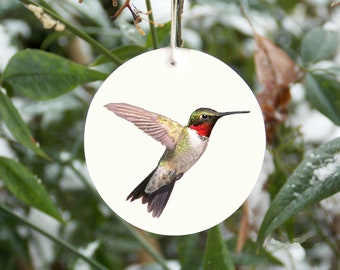 Kolibri Weihnachtsbaumschmuck, realistischer Kolibrischmuck, Vogelbeobachter Geschenk, Natur, Tierwelt, Vogelschmuck, Rubin Throated
