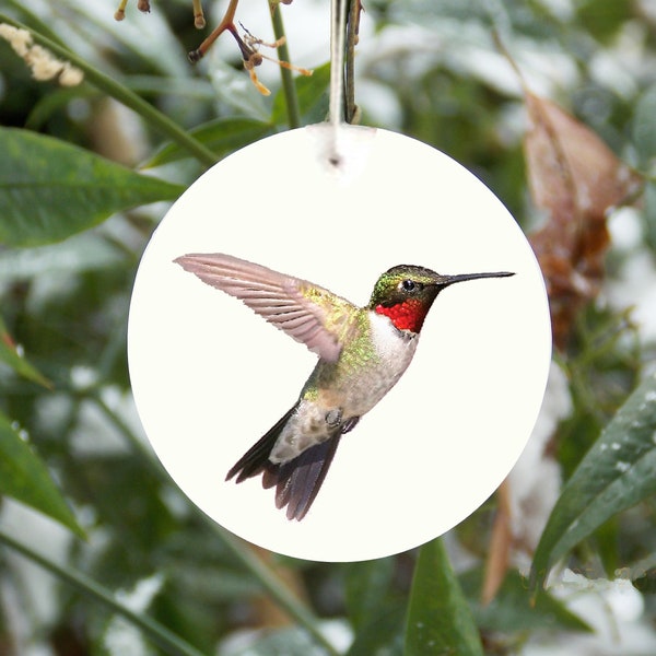 Hummingbird Christmas tree ornament, realistic hummingbird ornament, bird watcher gift, nature, wildlife, bird ornament, ruby throated