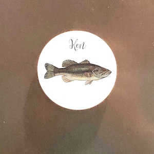 Bass magnet, fisherman gift, can be personalized, custom name magnet, fridge magnet, nature gift