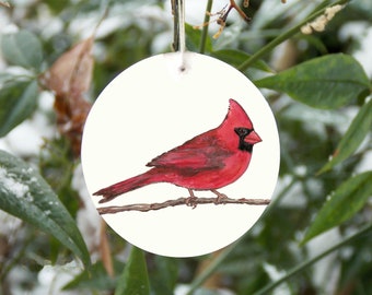 Cardinal ornament, personalized, red bird, realistic, nature, memorial, wildlife, gift for bird watchers, memory of loved ones