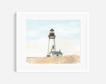 Lighthouse print, lighthouse painting, lighthouse art, lighthouse decor, lighthouse wall art, beach print, seashore print, coastal wall art