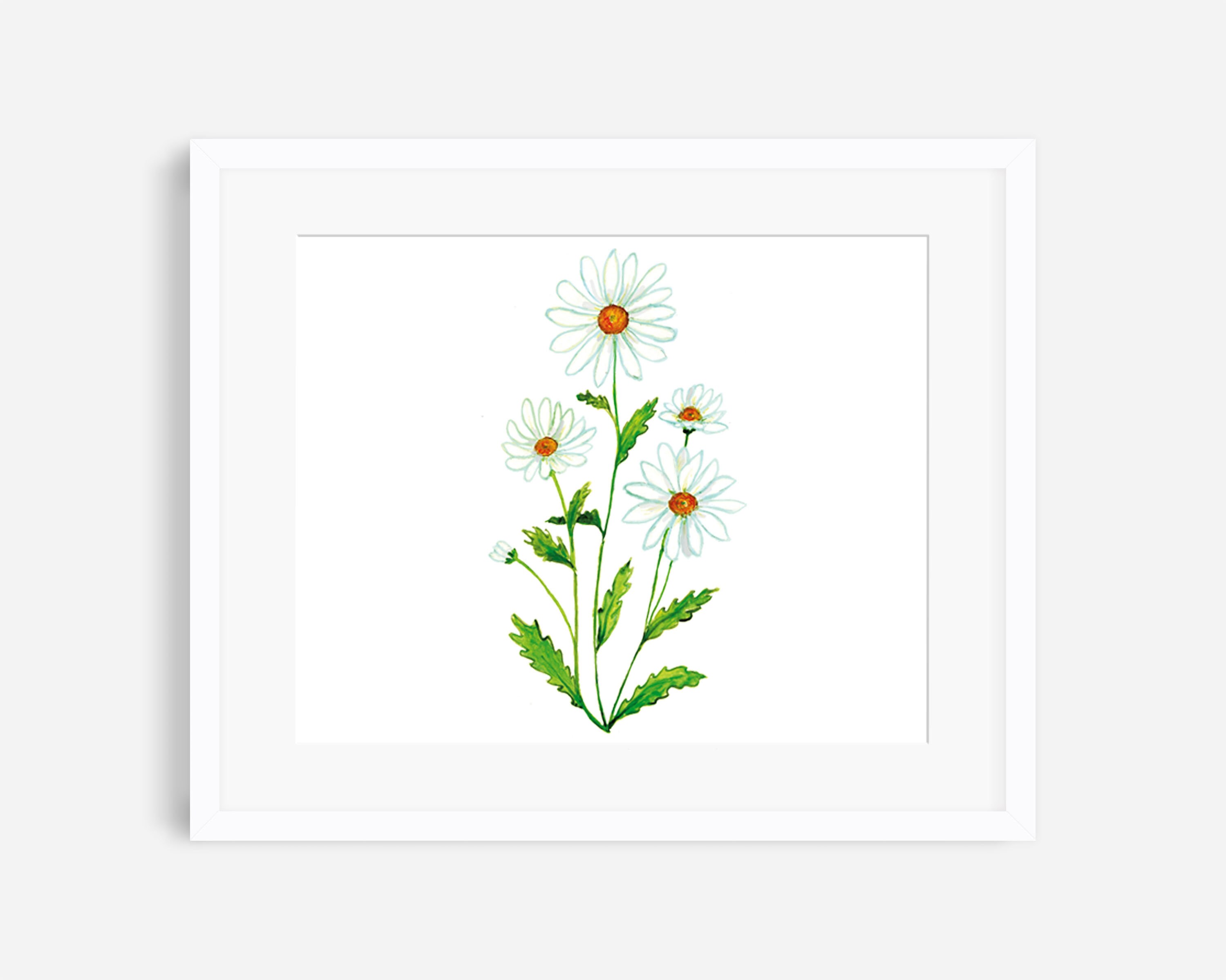 おすそ分けファイル♡ 春の新作スタンペリア・DAISY art♡ A5サイズ♡ Daisy Print, April, Birth Flower Print, Daisy Wall Art, Wildflower