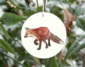 Fox ornament, can be personalized with name and year, realistic red fox ornament, nature, wildlife Christmas decoration, customizable gift