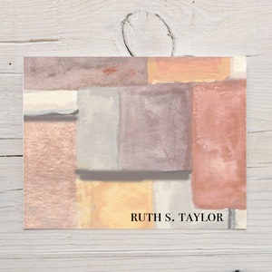 Mosaic personalized stationery, earthy warm tones, contemporary art stationery, customized stationery flat cards with envelopes, gift