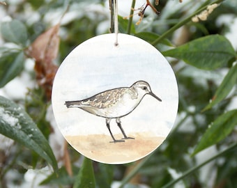 Sanderling ornament, Outer Banks, beach vacation ornament, shore bird, coastal decoration, bird ornament, beach gift, realistic sanderling