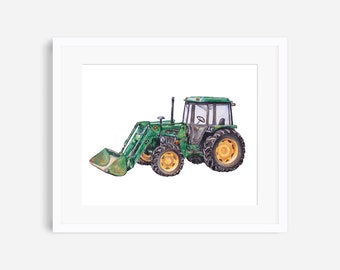 Tractor print, vehicles print, tractor pictures, tractor painting, vehicles nursery wall art, vehicles nursery decor, John Deere tractor