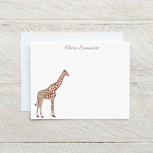 Giraffe personalisierte Notecards, personalisierte Briefpapier, für Mädchen, für Jungen, Kinder Briefpapier, Tierwelt Karten, Safari-Thema Danke Notizen