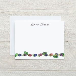 Brombeere Briefpapier, personalisierte flache Karten mit Umschlägen, Brombeere Rebe Notizkarten, Namen Briefpapier, Natur-Karten, Obstkarten, Geschenk