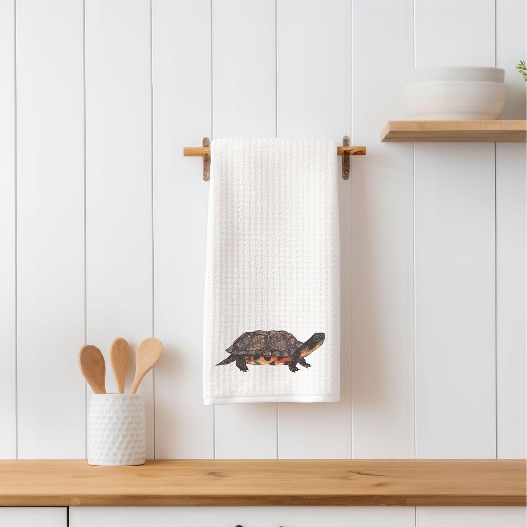 Personalized Wood Turtle Kitchen Dish Tea Towel, Housewarming Gift ...