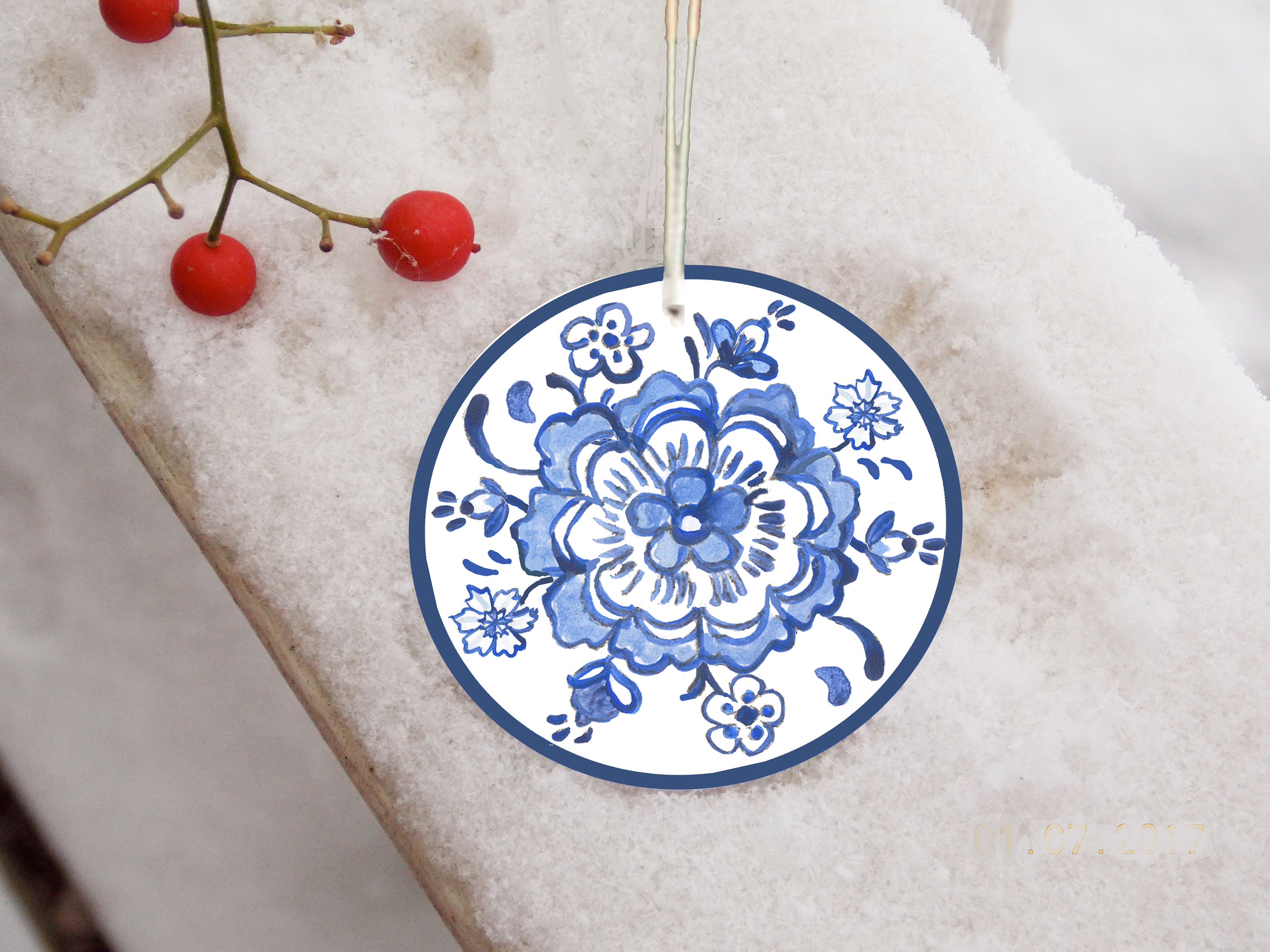 Delft Ornament Blue and White Floral Delft Christmas Tree Etsy