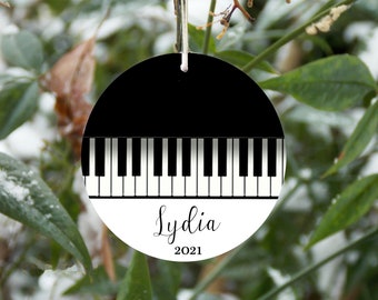 Gepersonaliseerde piano kerst ornament, pianist cadeau, voor muzikant, toetsenbord ornament, piano student cadeau, piano leraar cadeau, muziekleraar