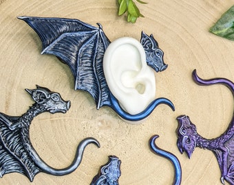 Manchette d'oreille chauve-souris, bijoux en pâte polymère faits main, boucle d'oreille sans piercing accessoire d'oreille gothique