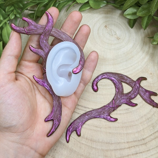 Antlears fantasy Earcuff. Handmade in polymer clay. faun jewelry, forestcore, no piercing needed ear wrap