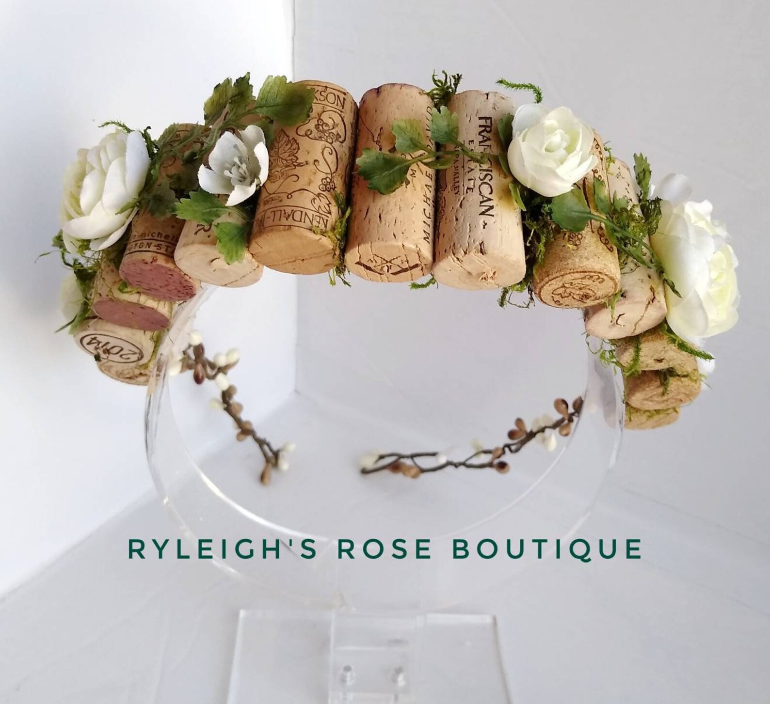 Wine Cork Crown Floral Wine Crown Vineyard Wedding Tiara Etsy