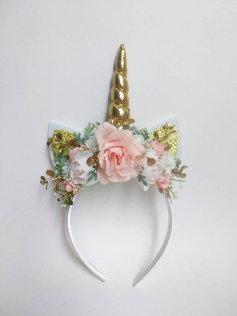 Unicorn Flower Veil Headband Adult Girls Headdress Birthday Party Photo Prop