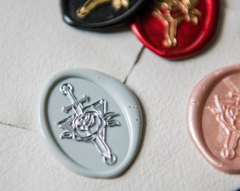 Luxury Self Adhesive Wax Seals - Rose and Sword