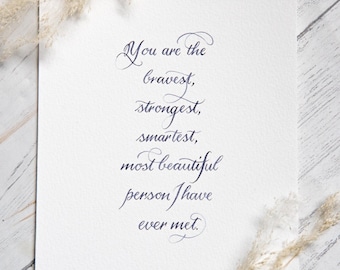 Custom hand calligraphy - quote/poem writing service - Classic script (60 word limit)