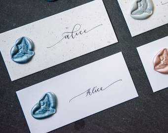 Hand calligraphy bird wax seal - Place/name cards