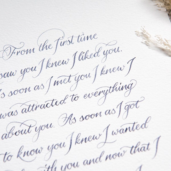 Fully custom - Letter/Vows/Poem writing service - Hand calligraphy
