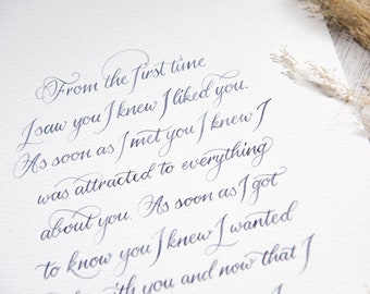 Fully custom - Letter/Vows/Poem writing service - Hand calligraphy