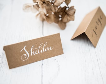 Wedding place/name cards - EARTH range - hand lettered modern calligraphy