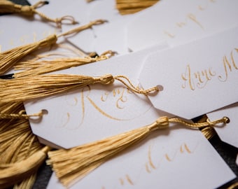 Hand calligraphy tassel place cards (other colours available) - CLEAN range