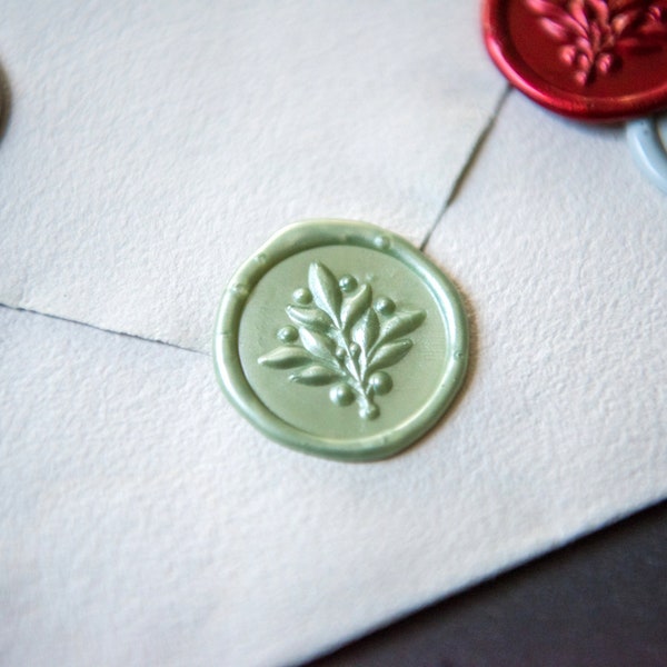 Luxury Self Adhesive Wax Seals - Berry / Olive Branch