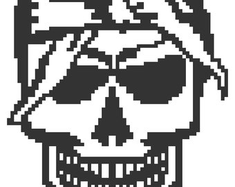 PATROON gehaakt muurhangend schedel • Gotisch patroon schedel • Gehaakt Halloween-tapijtpatroon • DIY-muurkunst schedel