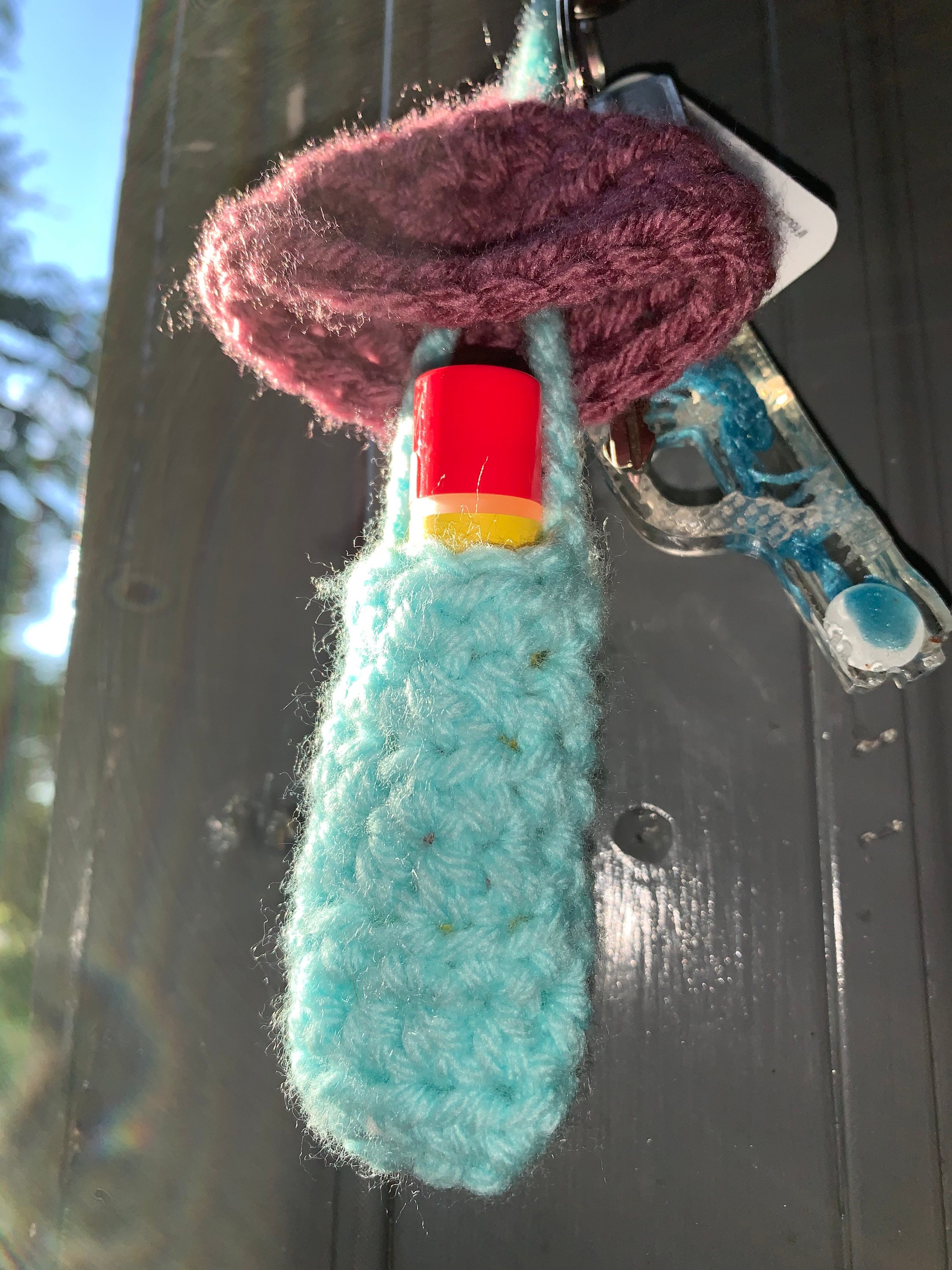 Handmade Crochet Mushroom Lighter Keychain Chapstick Holder Etsy