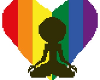 Haakpatroon yoga regenboog • regenboog hart yoga muur hangend pdf • meditatiedecor DIY • gehaakte grafiek yogaruimte