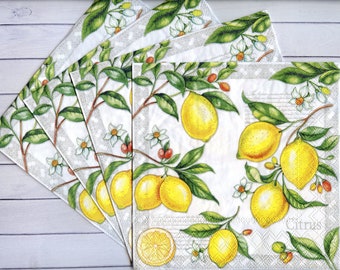4 papel de Almuerzo Servilletas Para Decoupage Mesa de Fiesta Artesanía Vintage limones 4 papel de Almuerzo Servilletas Para Decoupage Mesa de Fiesta Artesanía Vintage limones