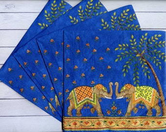 paper Napkins for Decoupage//Elephants//Scrapbooking//Card Making//Serviette//x2