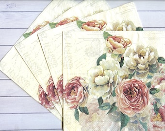 4x Paper Napkins for Decoupage Decopatch Vintage Mushrooms