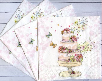 Birthday cakes traditional english luxury napkins serviettes 20 in pack 3 ply 