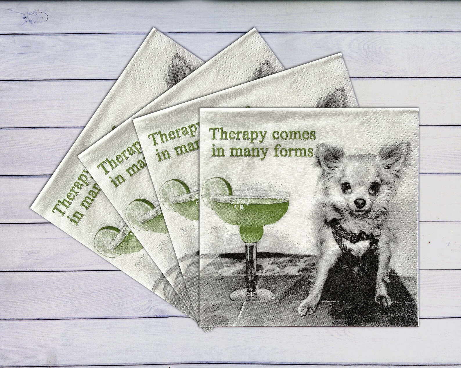 Set of 4 Funny Napkins Decoupage Dog Napkins Cocktail Etsy