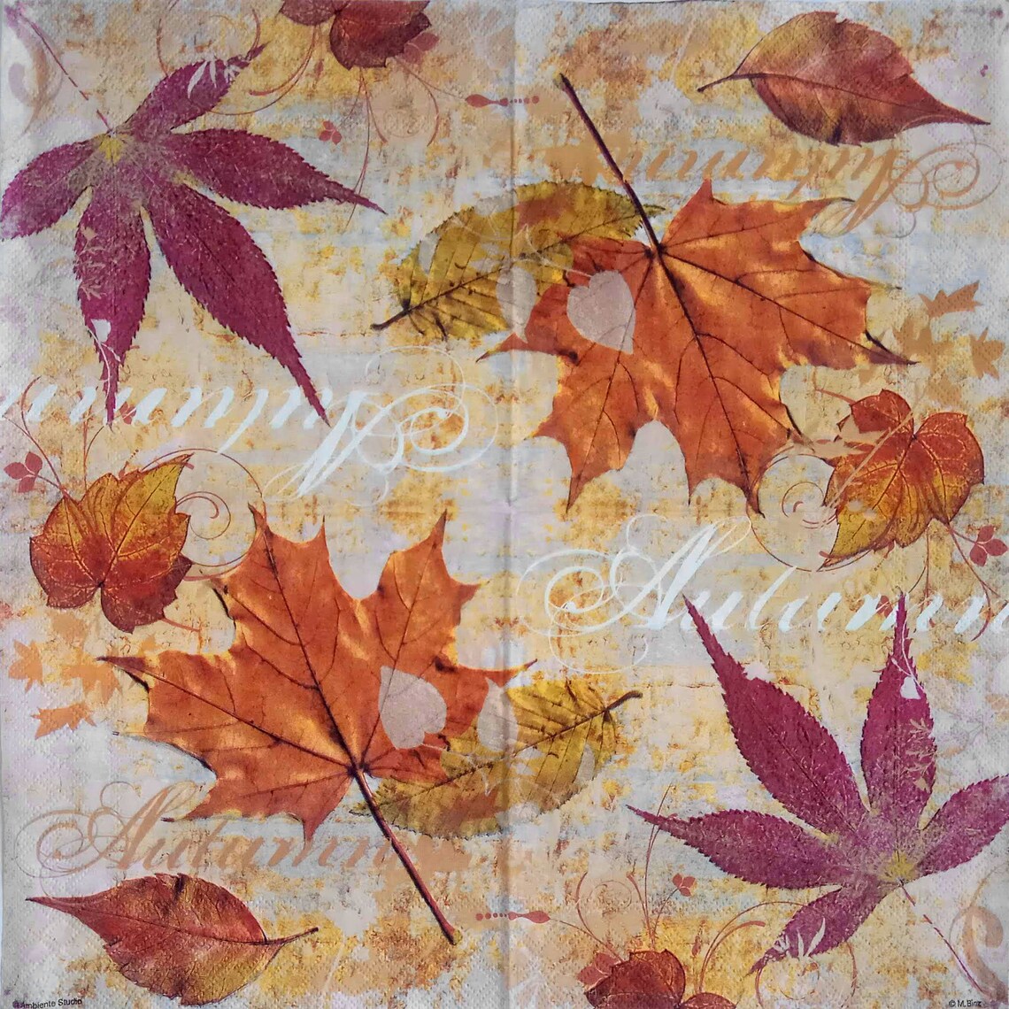 4 fall decoupage napkins Autumn leaves serviettes Fall tissue Etsy