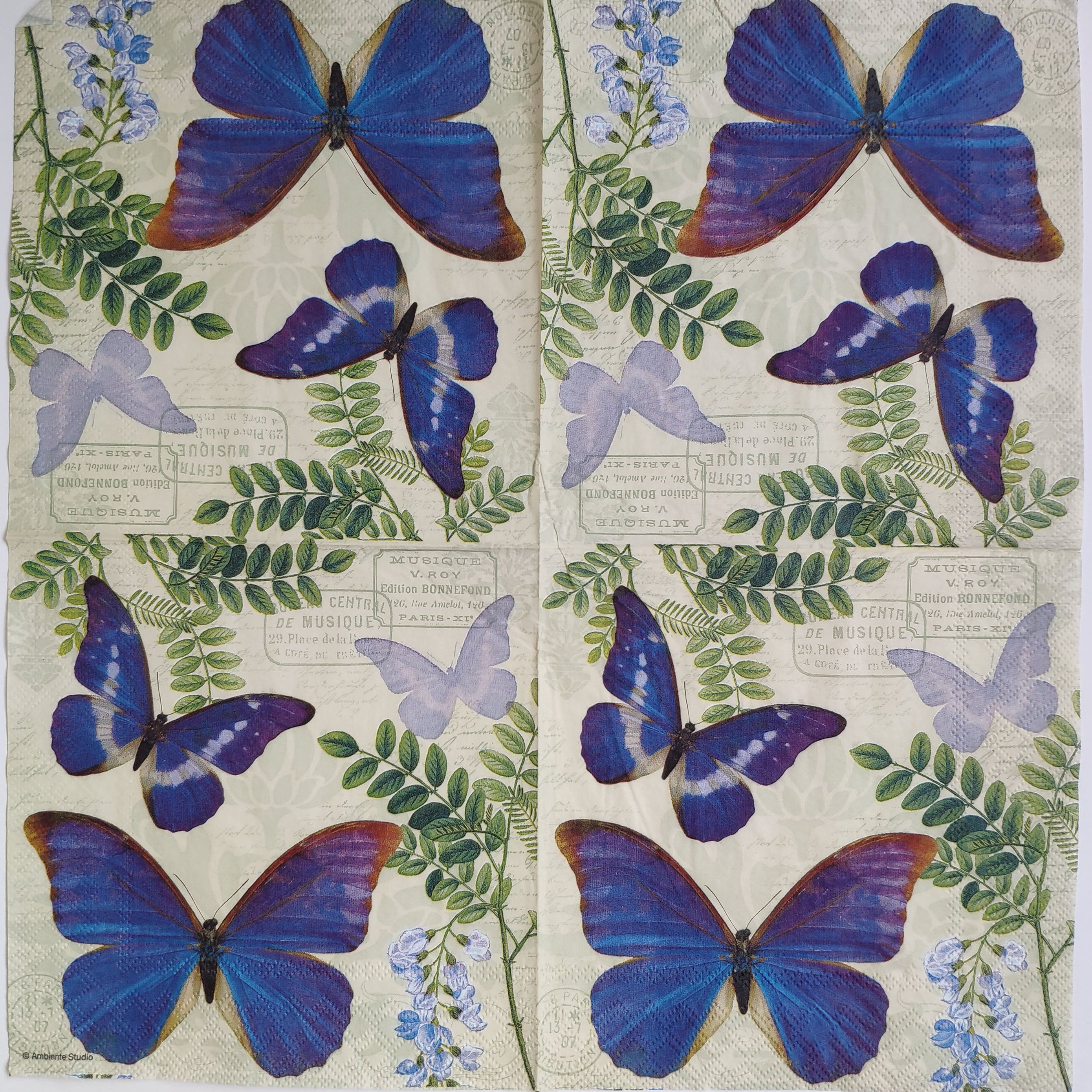 4 butterfly decoupage napkins Blue butterfly Serviettes Etsy