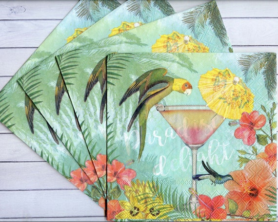 Tropical Leaves Napkin Art 4 x Paper Napkins Ideal for Decoupage