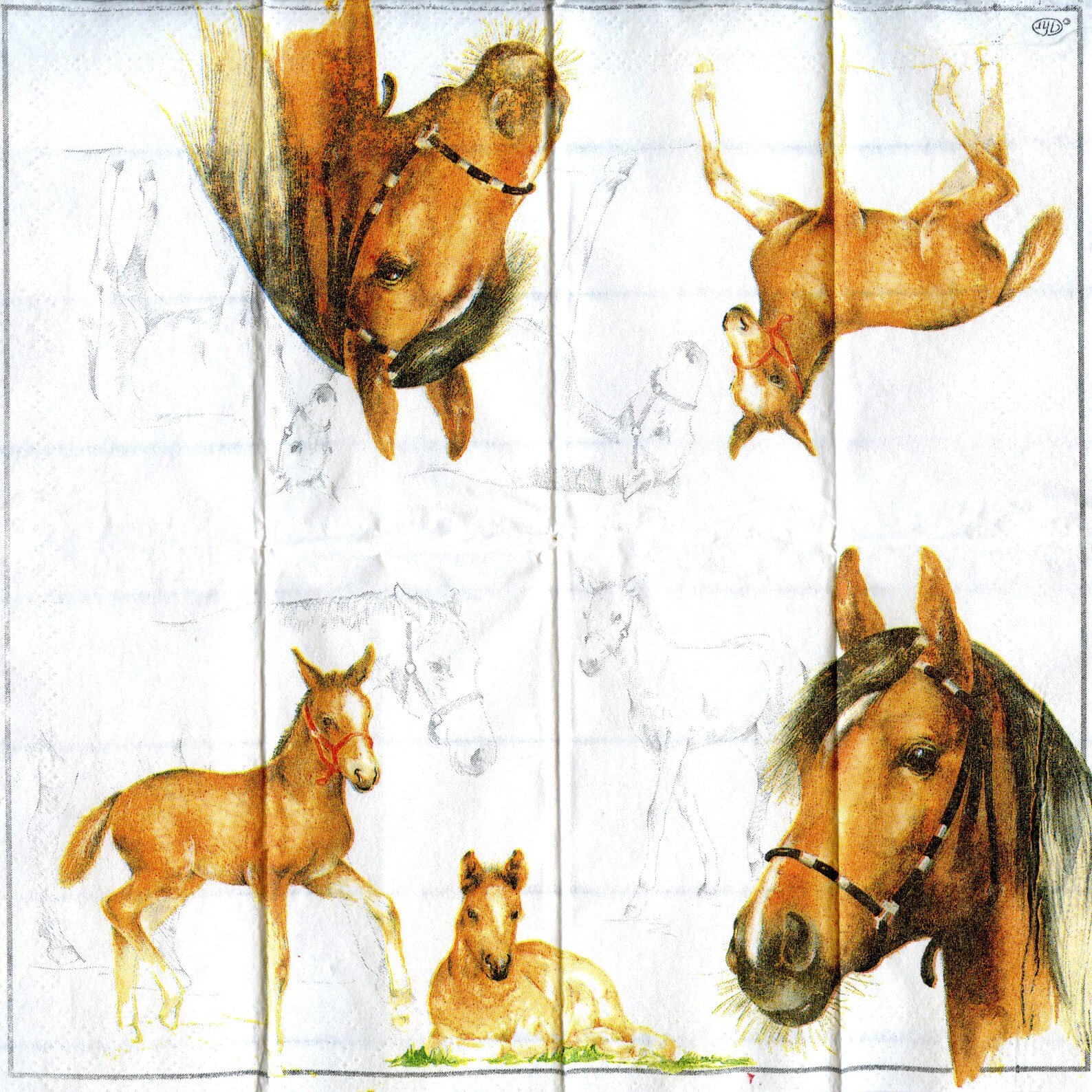 4 paper napkin for decoupage Horse paper serviettes Small Etsy