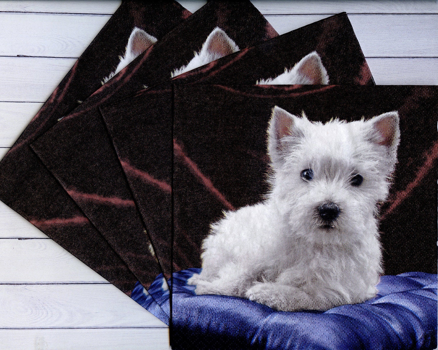 4 dog napkins decoupage with west highland white terrier Etsy